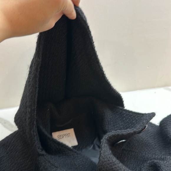 Preloved Esprit Black Coat with Pockets and Hoodie - Picture 11 of 12